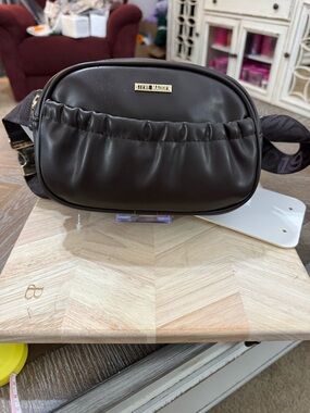 Steve Madden Black Ruched Faux Leather Belt Bag